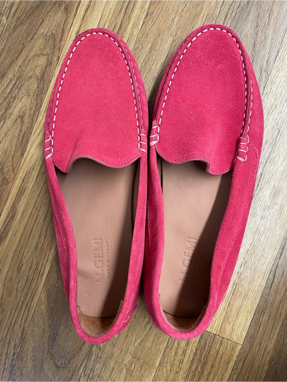 M. Gemi Red Suede Slip-On Loafers